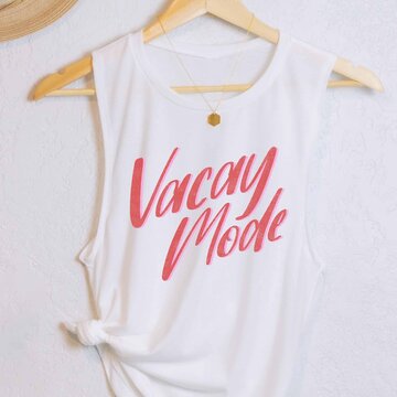 Vacay Mode Graphic Muscle Tank
