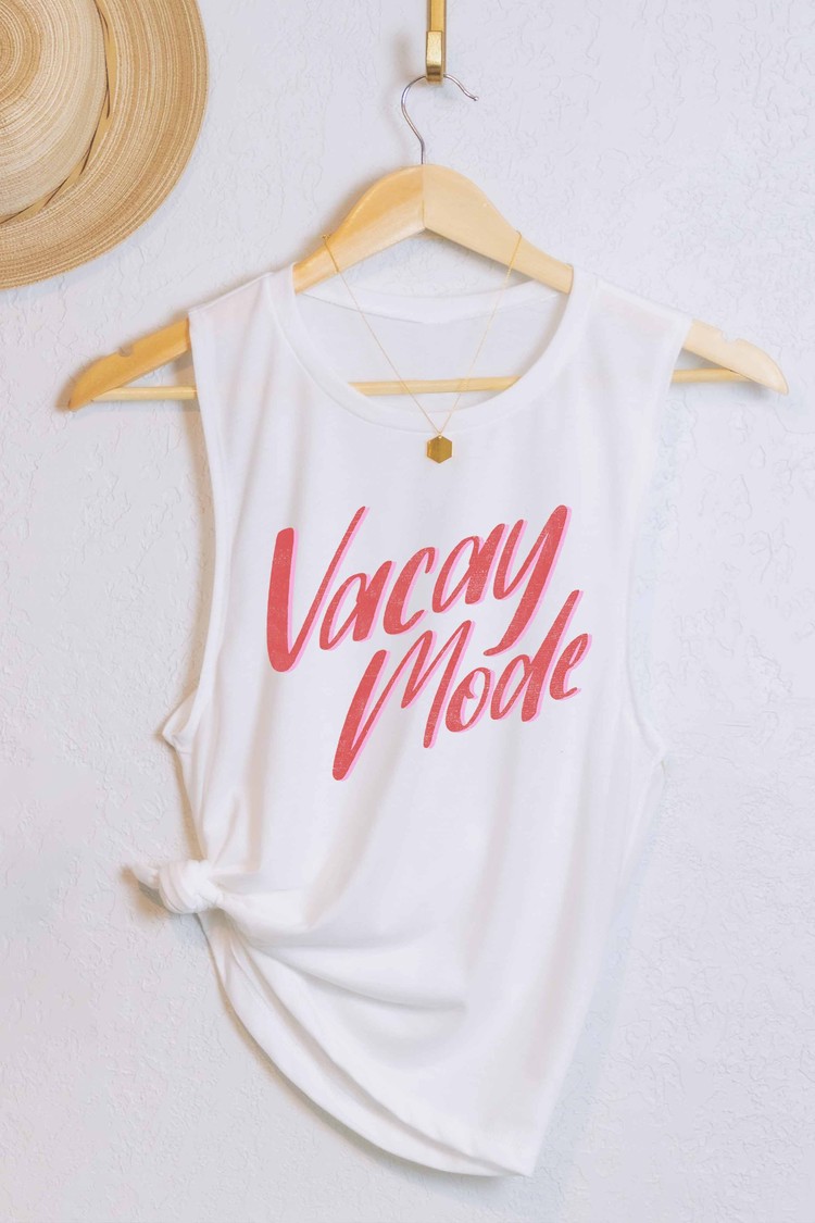 Vacay Mode Graphic Muscle Tank