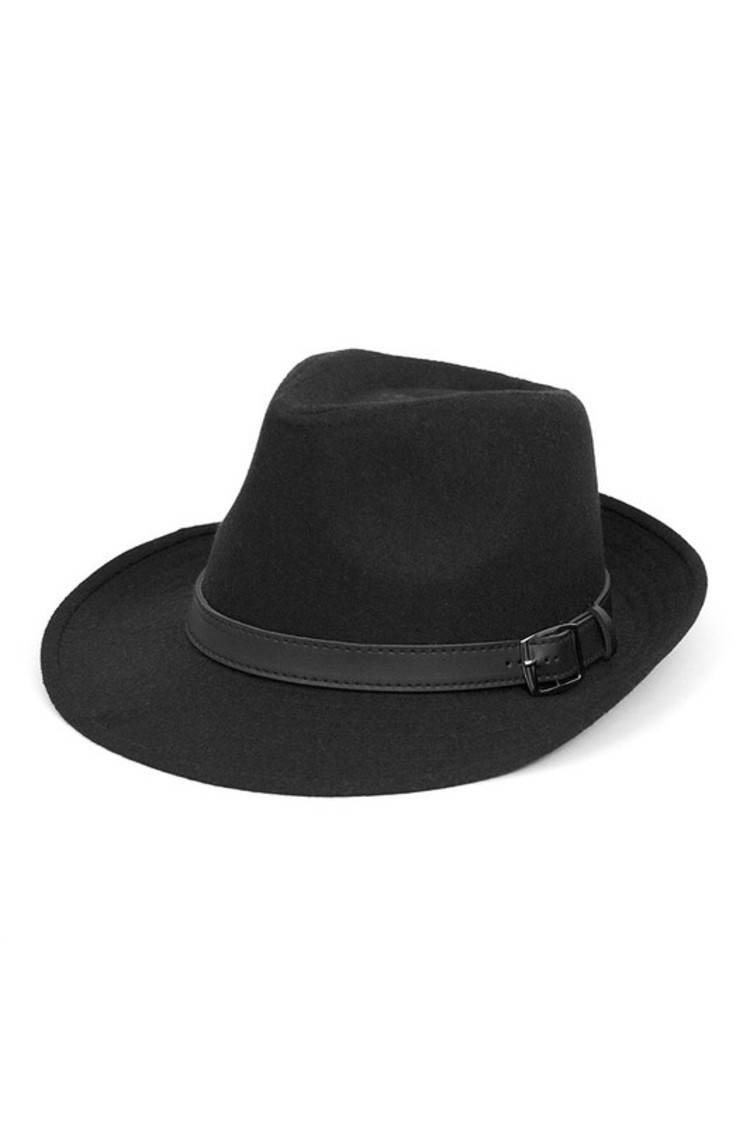 Wide Brim Belted Fedora