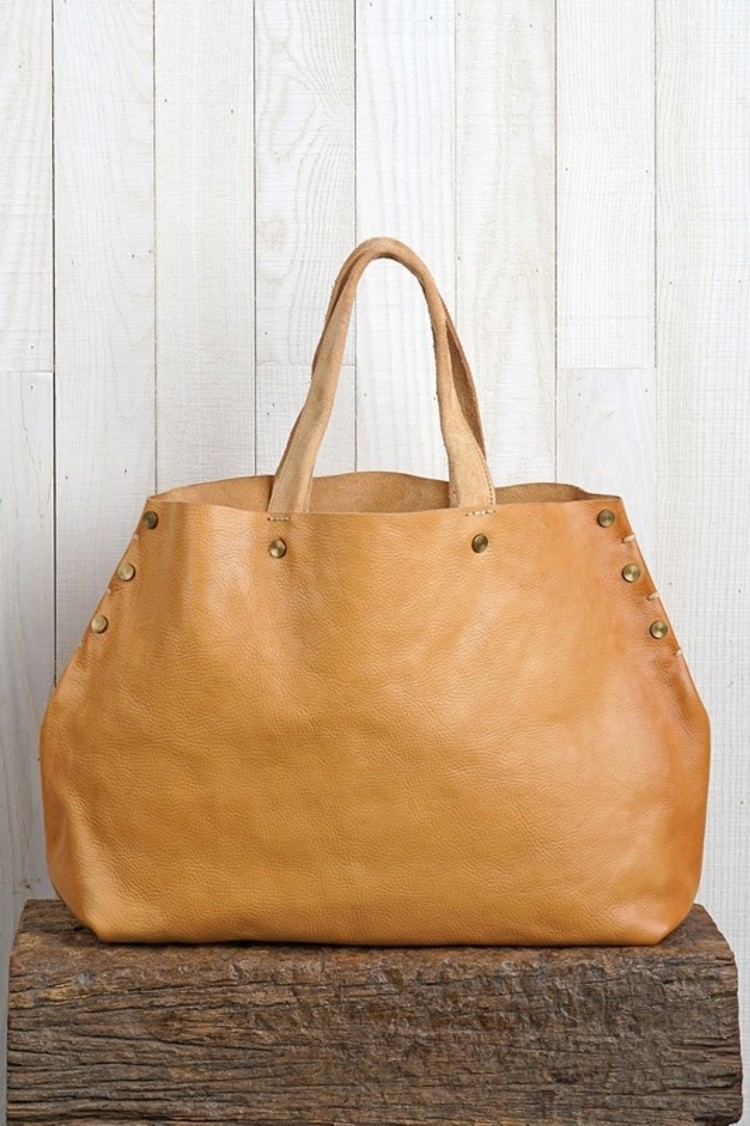 Hand Saddle Stitched Tote w/Metal Studs