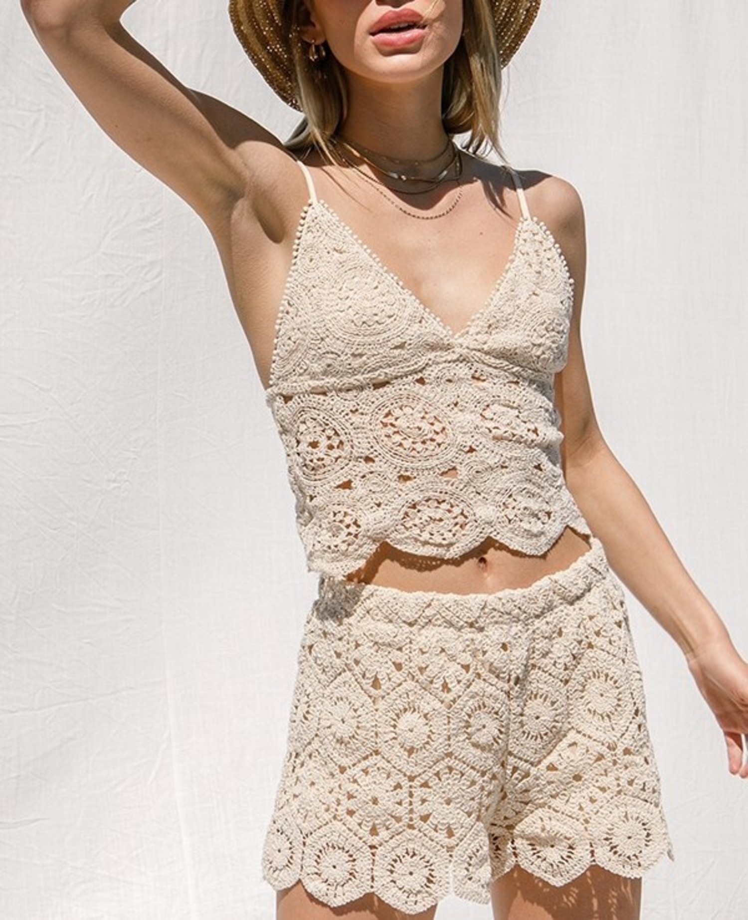 2-Piece Crochet Top/Shorts Set - JaDa 