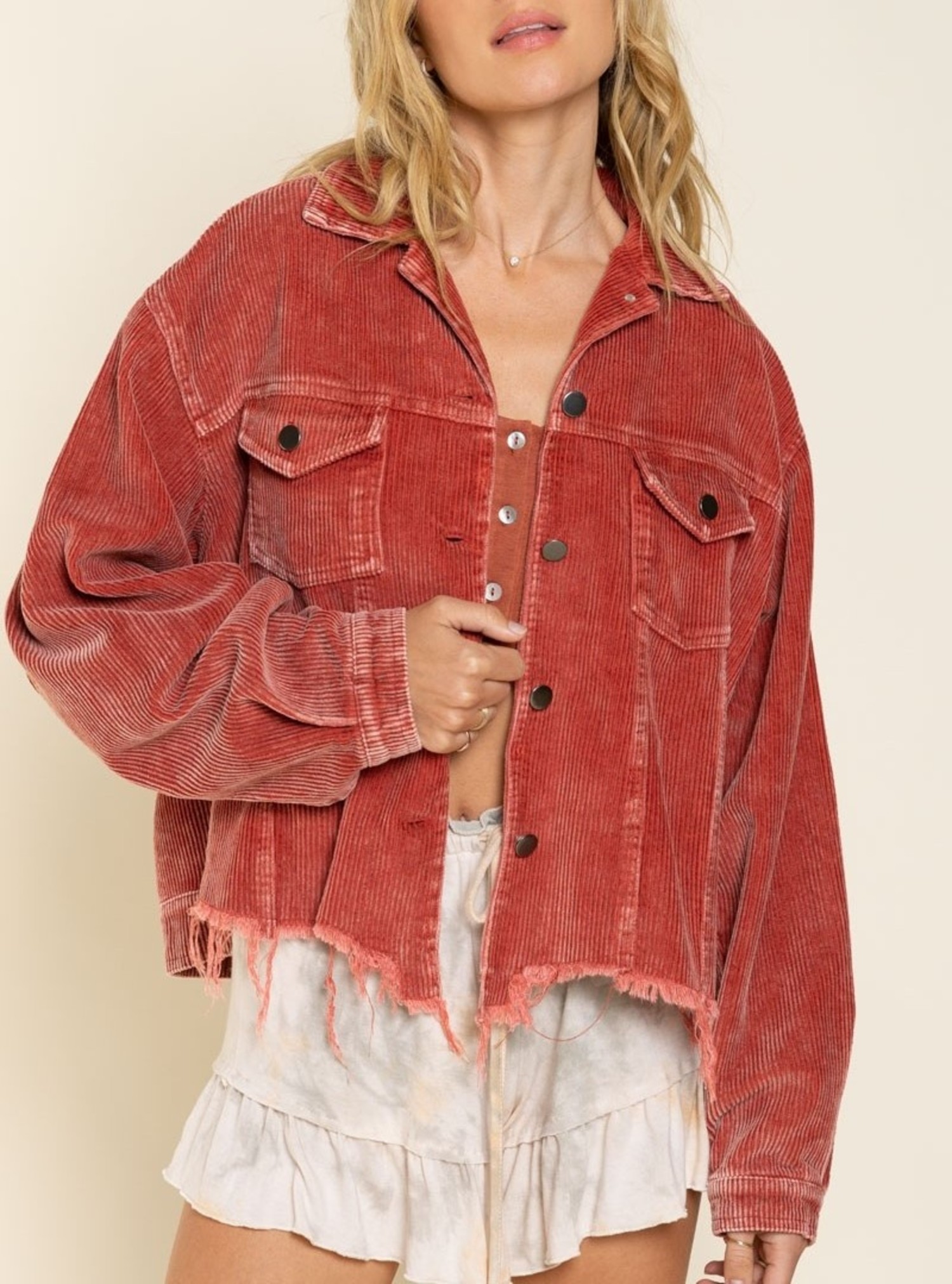 Corduroy Jacket w/Raw Hem - JaDa Loft 