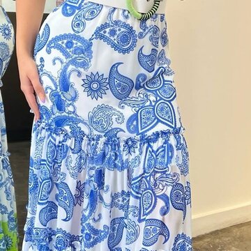 Perfect Paisley Long Belted Dress