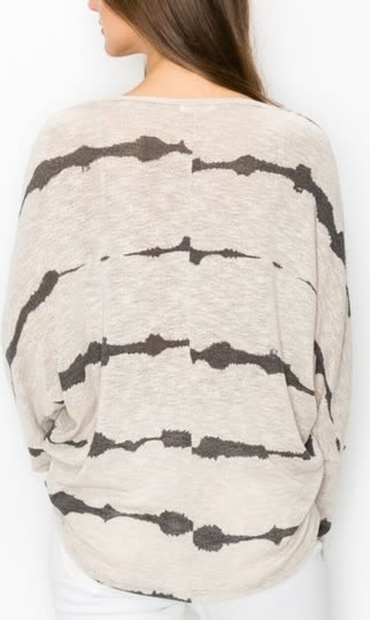 Low Gage Stripe Print V-Neck Top