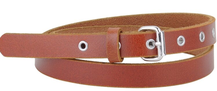 100% Leather Skinny Grommet Belt
