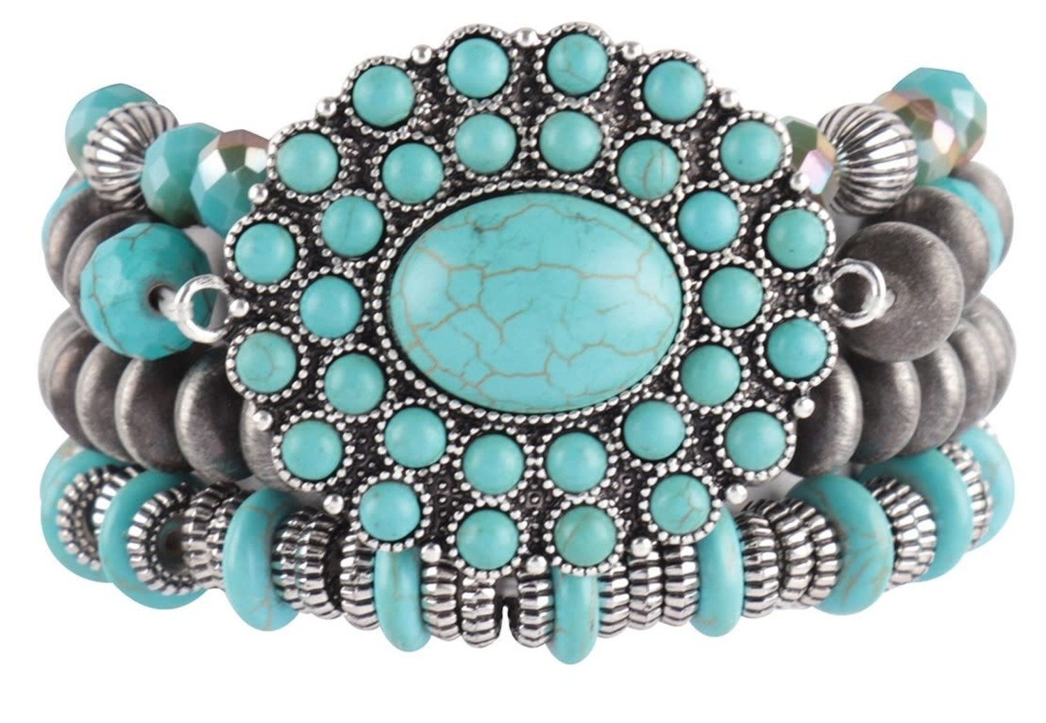 MYS Wholesale Inc Natural Stone Turquoise Stretch Bracelet