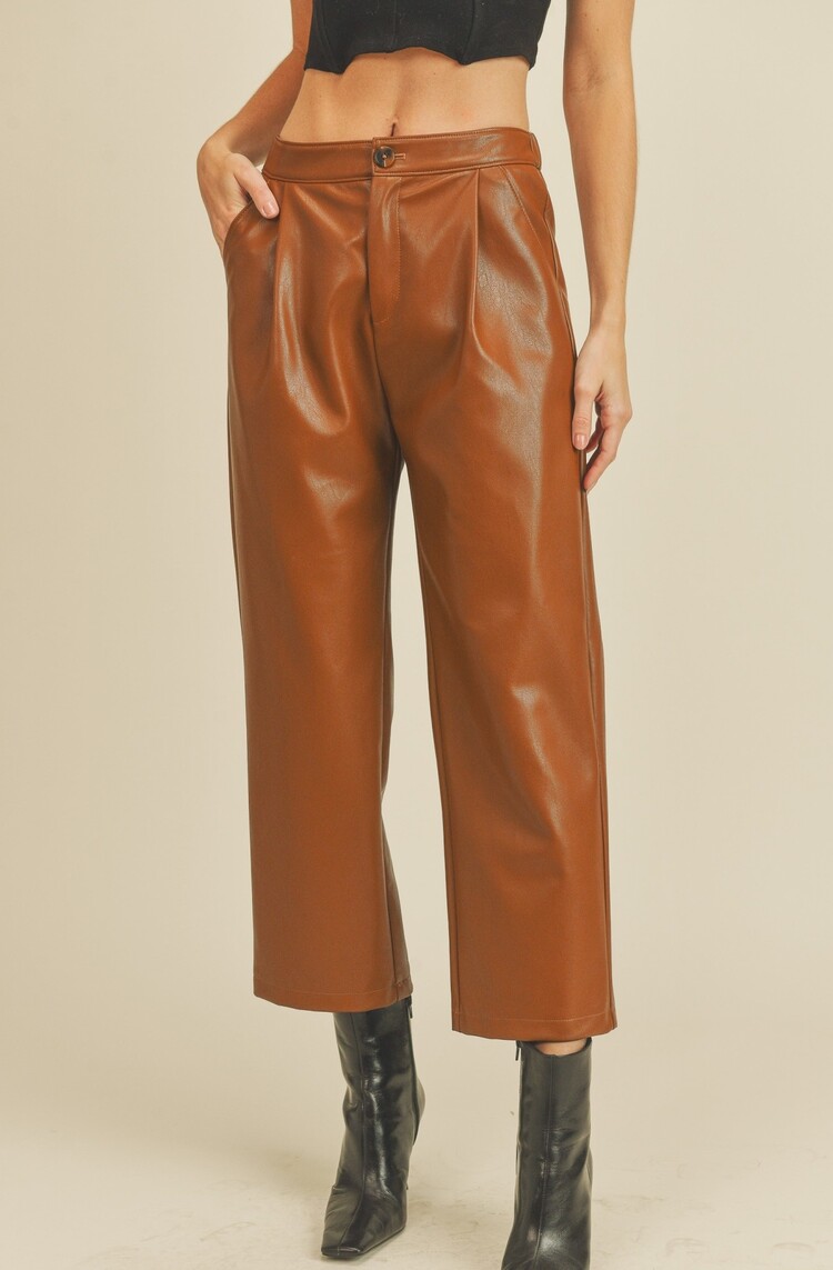 Chestnut Faux Leather Pant