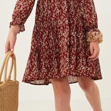 Girls Floral Puff Sleeves Dress M & M