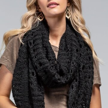 Stretchy Knit Scarf w/Eyelet Accent