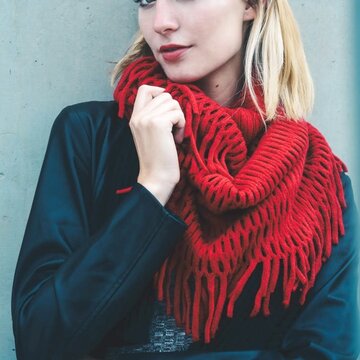 Chenille Tassel Infinity Scarf