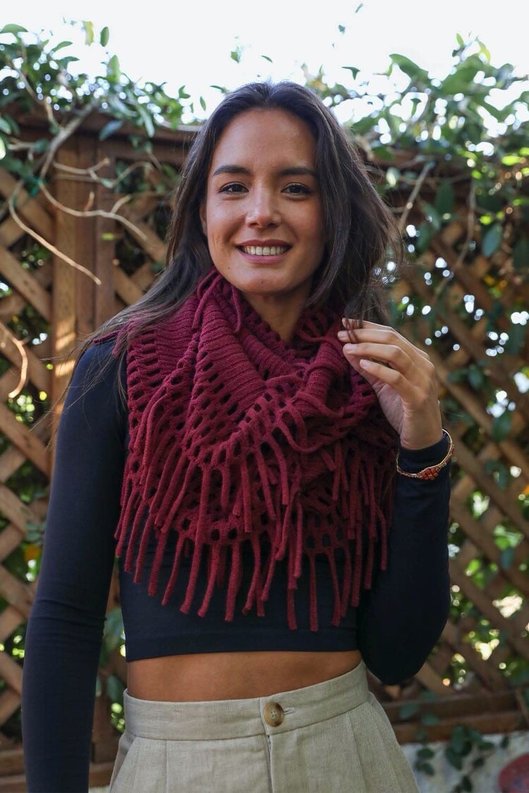 Chenille Tassel Infinity Scarf