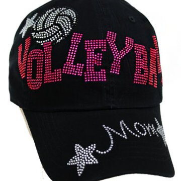 Volleyball Mom w/Stars Rhinestone Hat OSM