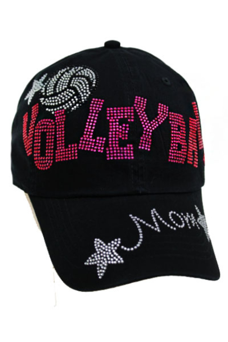 Volleyball Mom w/Stars Rhinestone Hat OSM
