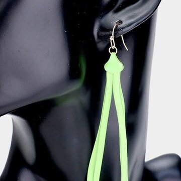 Neon Double Tear Drop Metal Earrings Green