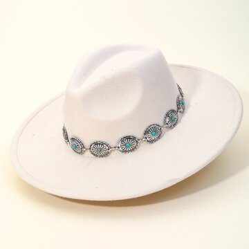 Western Concho Chain Fedora Ivory