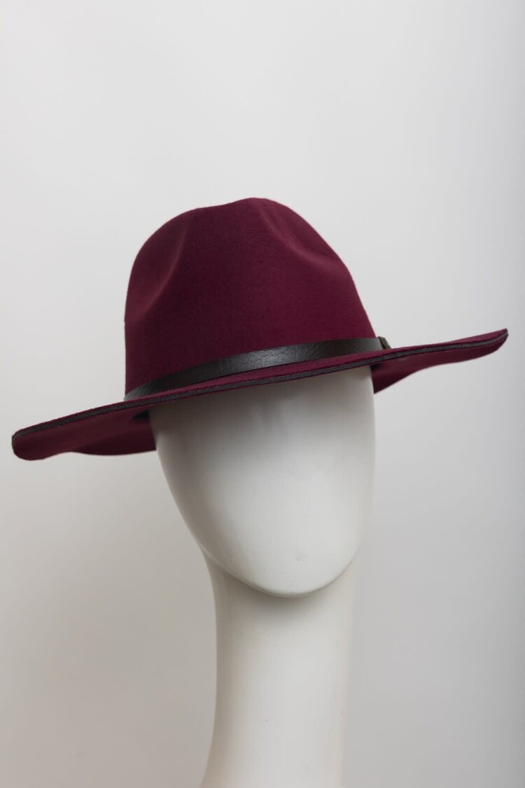 Pinched Front Western Style Hat OSM Burgundy