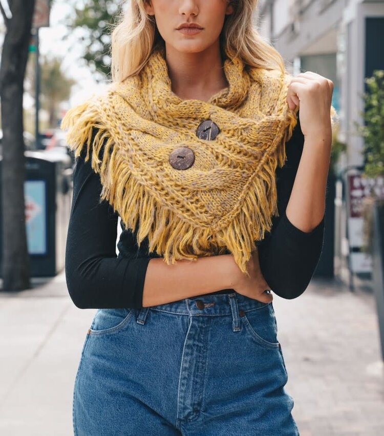 Heathered Shoulder Warmer w/Coco Buttons