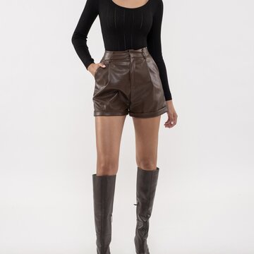 High Waist Faux Leather Shorts
