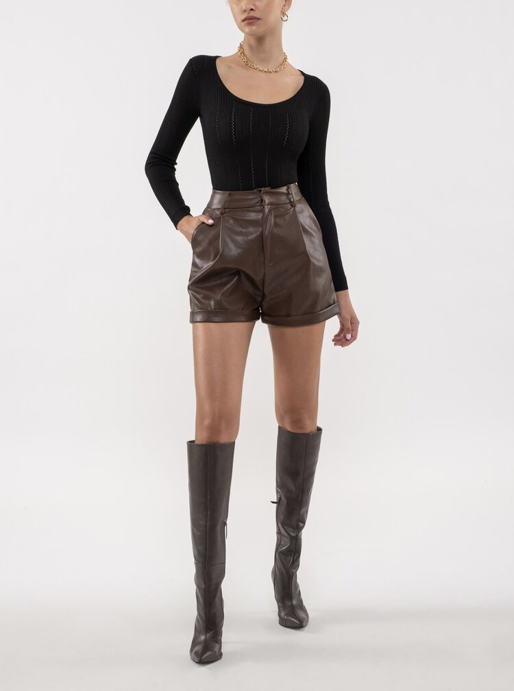 High Waist Faux Leather Shorts