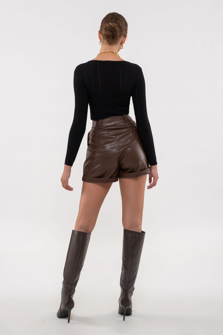 High Waist Faux Leather Shorts