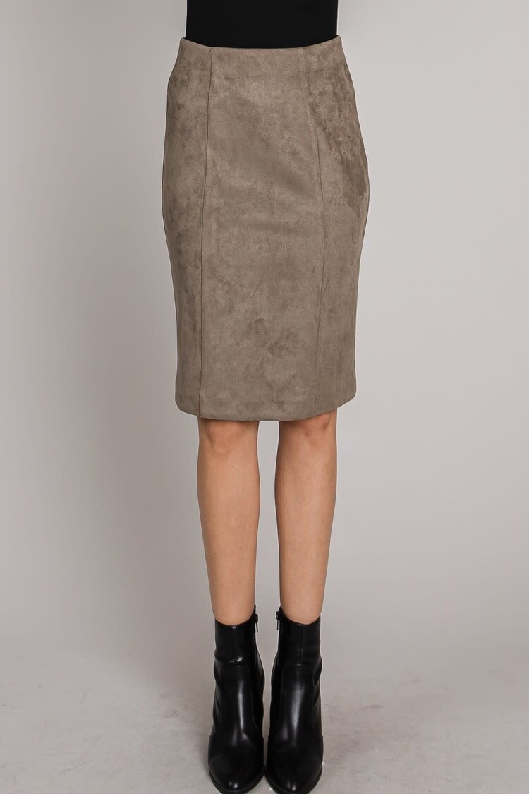 Stretch Butter Suede Fitted Skirt