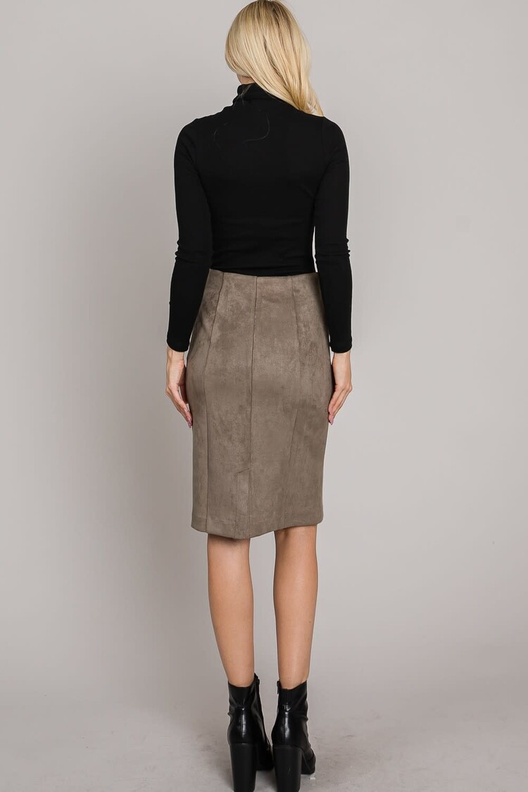 Stretch Butter Suede Fitted Skirt