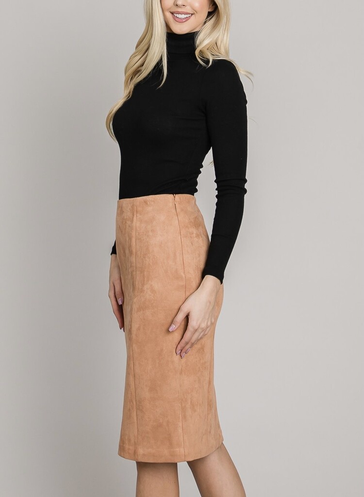 Stretch Butter Suede Fitted Skirt