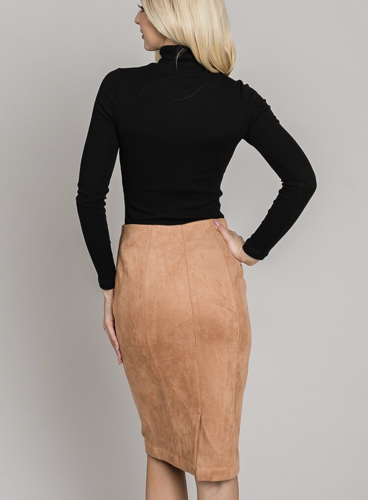 Stretch Butter Suede Fitted Skirt