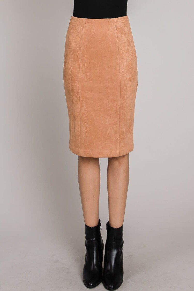 Stretch Butter Suede Fitted Skirt