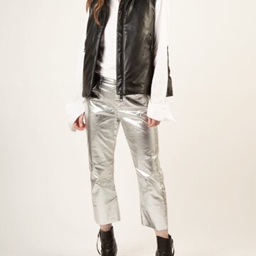 Vegan Leather Anorak Padded Vest