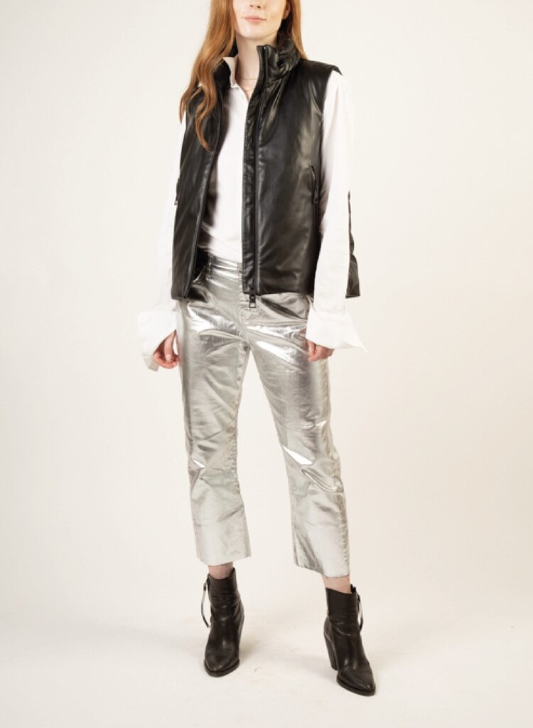 Vegan Leather Anorak Padded Vest
