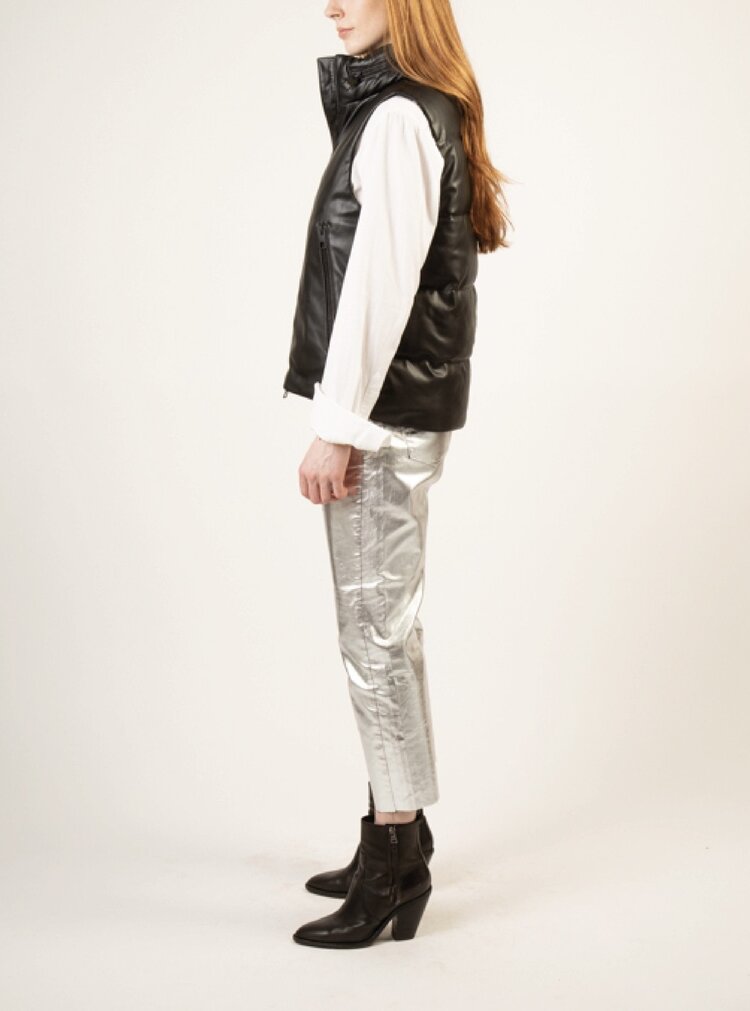 Vegan Leather Anorak Padded Vest