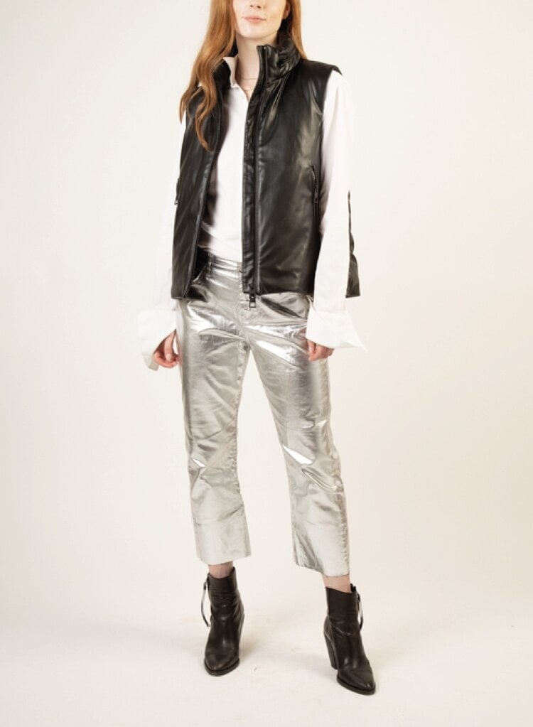 Vegan Leather Anorak Padded Vest