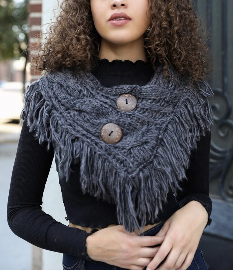 Heathered Shoulder Warmer w/Coco Buttons