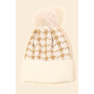 Houndstooth Print Beanie