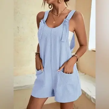 Romper w/Shoulder Ties & Pockets