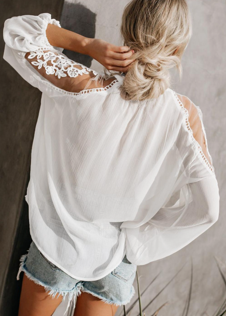 Embroidered Flowy Lace Blouse