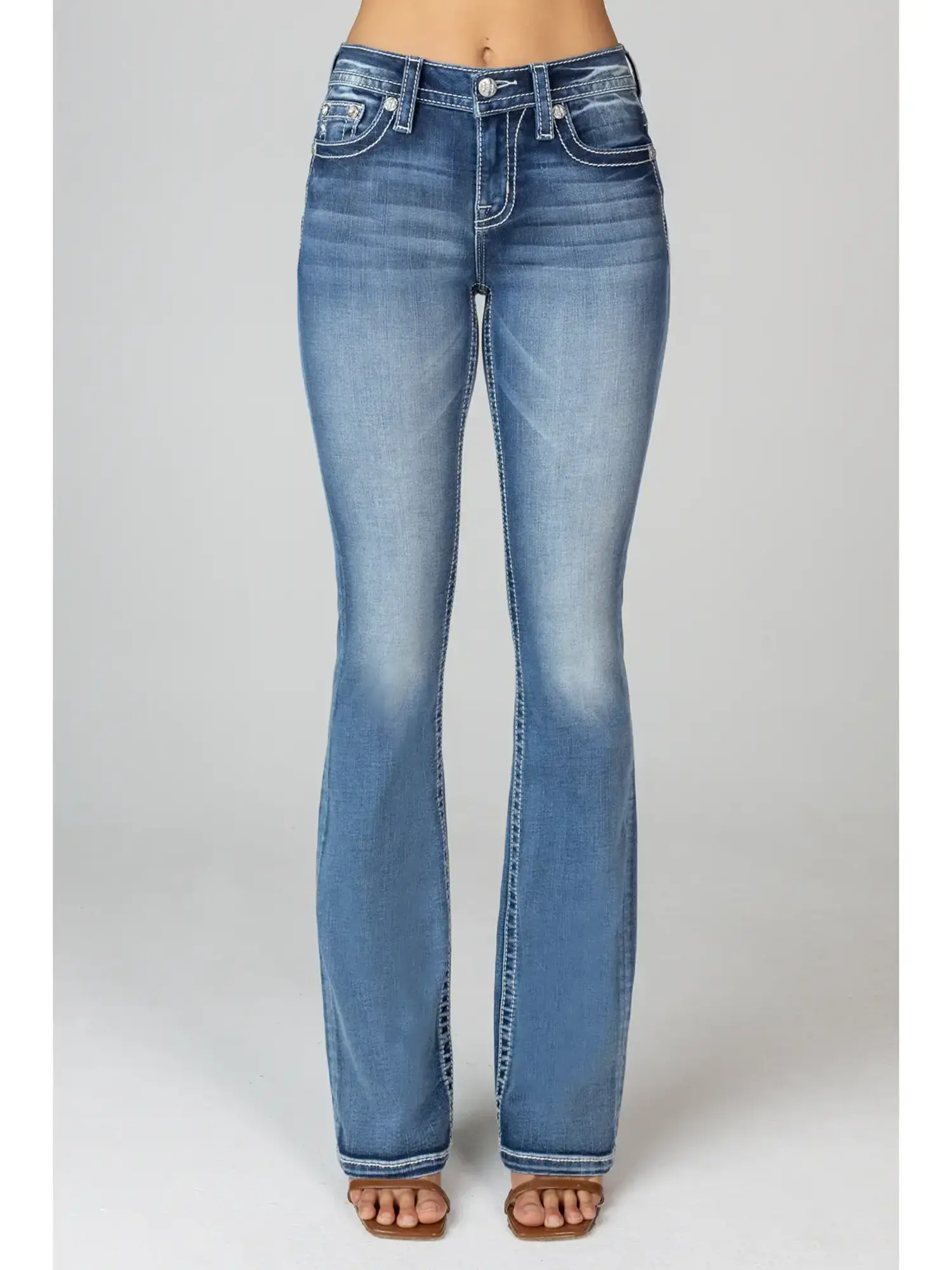 【YOURNUS】Spear This Bootcut Denim Pants Mid-Rise Boot Cut Longhorn Turquoise Denim Pants - JaDa Loft