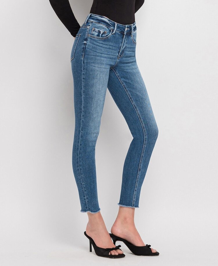 Crop Skinny w/Raw Hem Denim Pants
