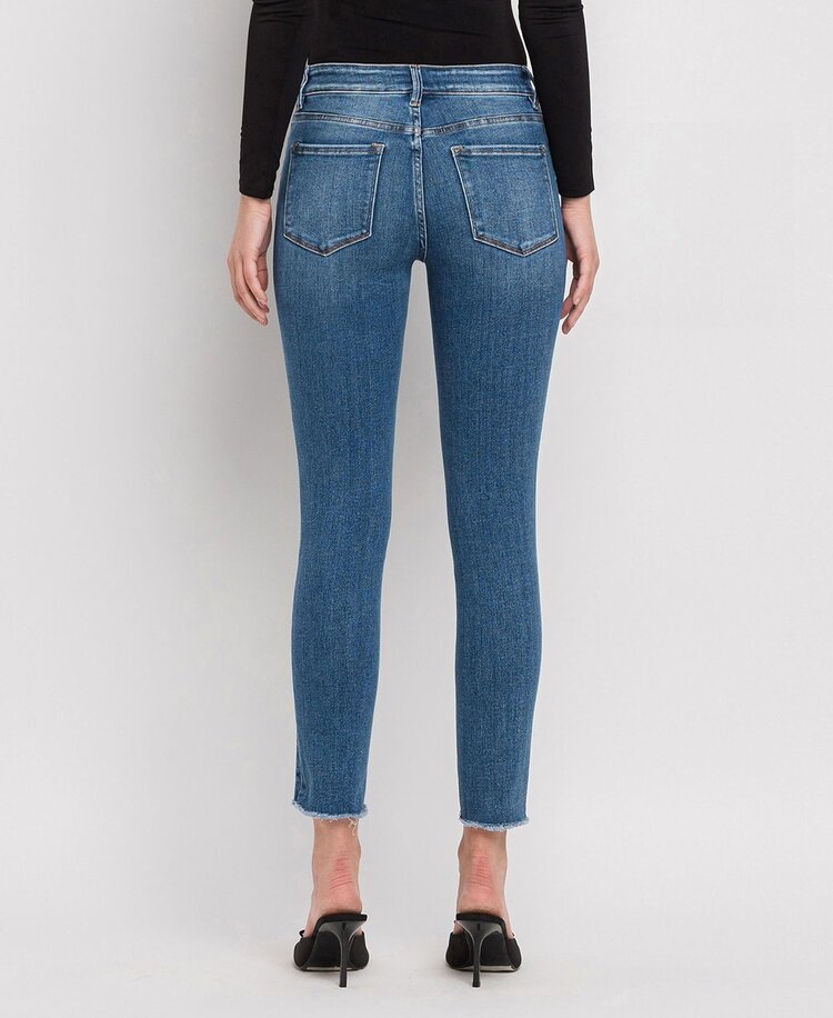 Crop Skinny w/Raw Hem Denim Pants