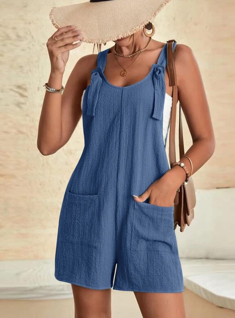 Romper w/Shoulder Ties & Pockets