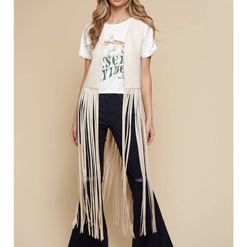 Long Fringe Suede Vest