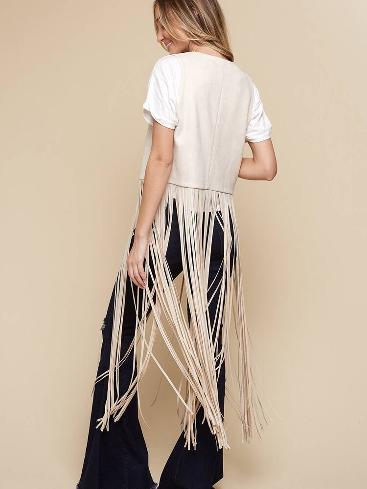 Long Fringe Suede Vest