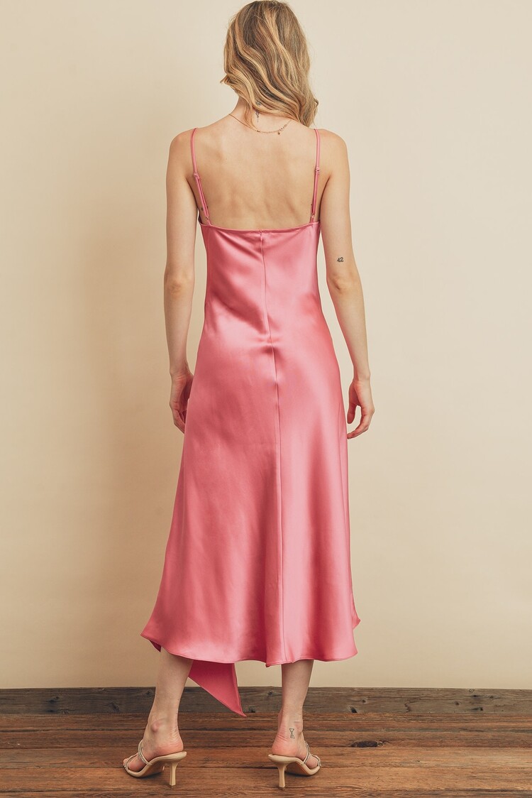 Asymmetrical  Hem Slit Midi Dress