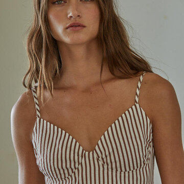 Striped Woven Bra Top