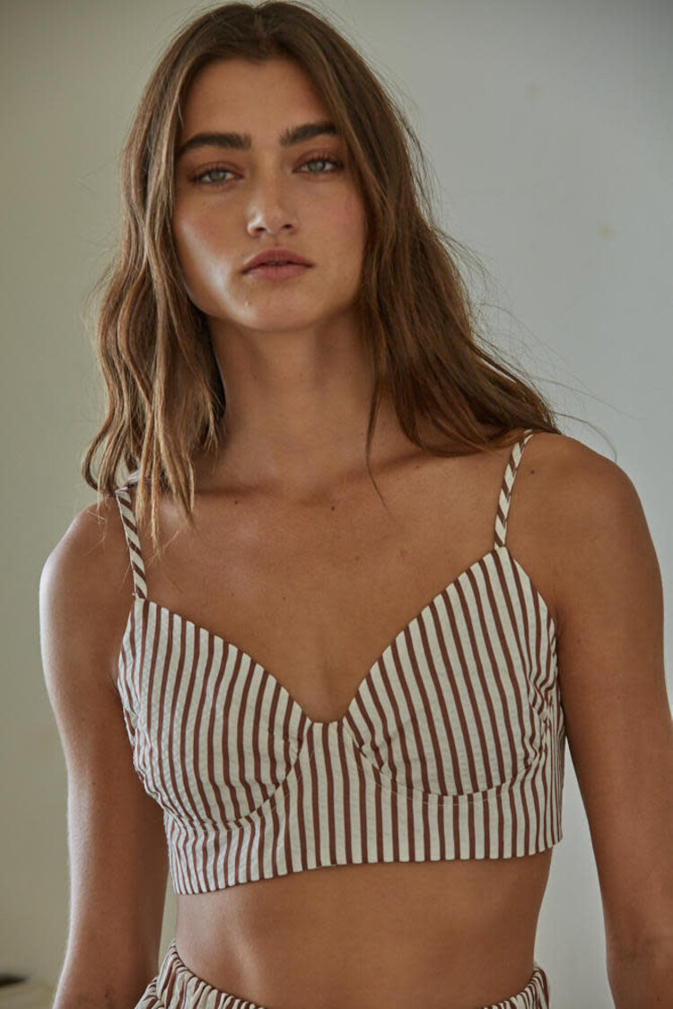 Striped Woven Bra Top