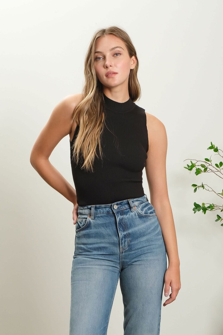 Sleeveless Mock Neck Sweater Top