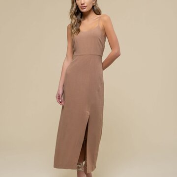 Back Cut Out Side Slit Midi Dress