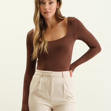 Square Neck Long Sleeve Bodysuit