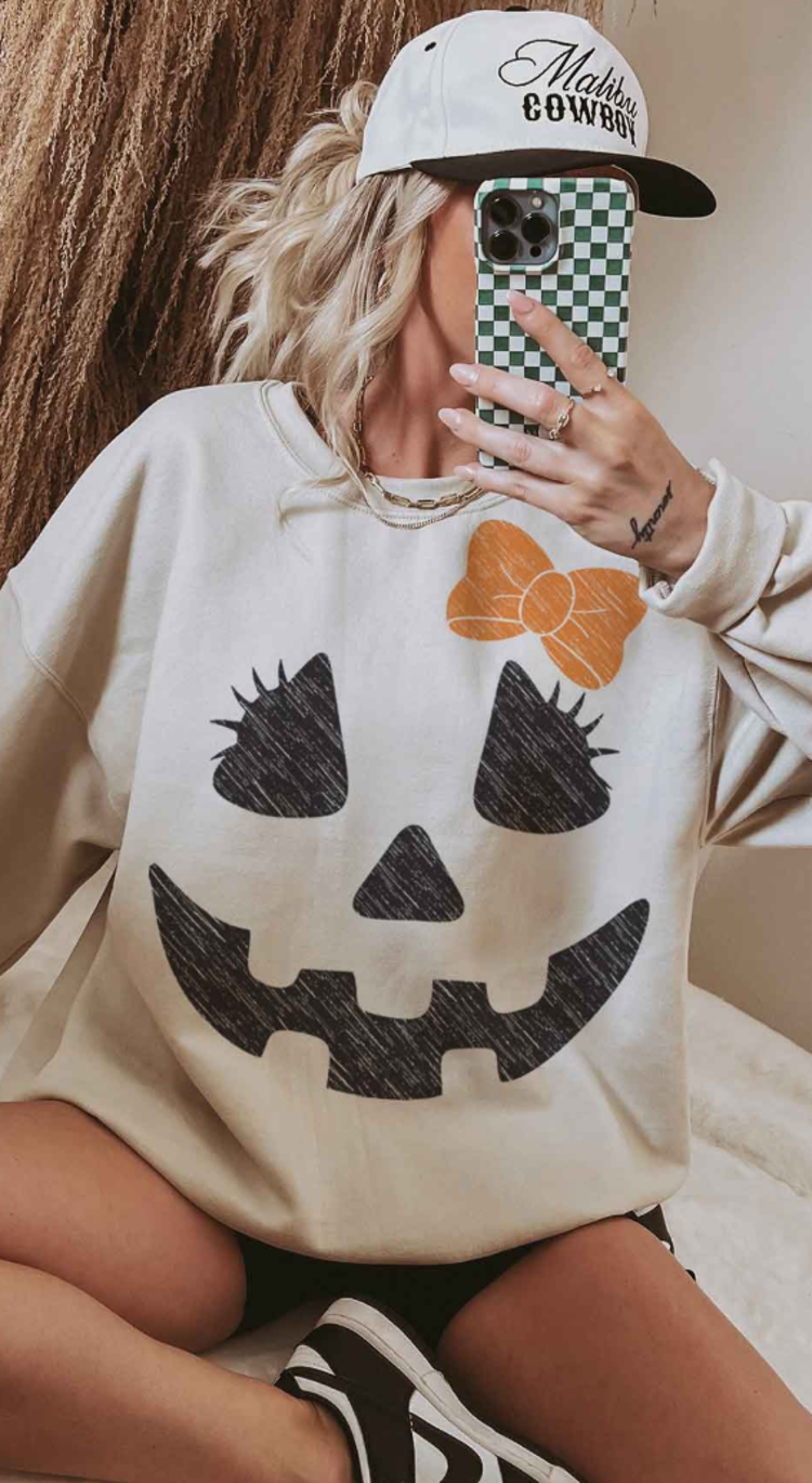 Jack-o'-lantern w/Bow Sweatshirt